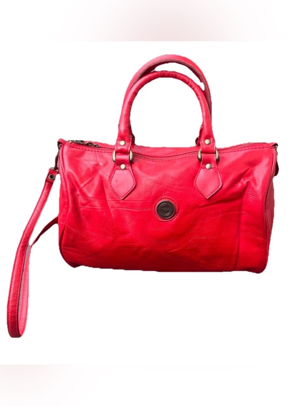 Capezio Vibrant Red Leather Satchel with Detachable crossbody Strap